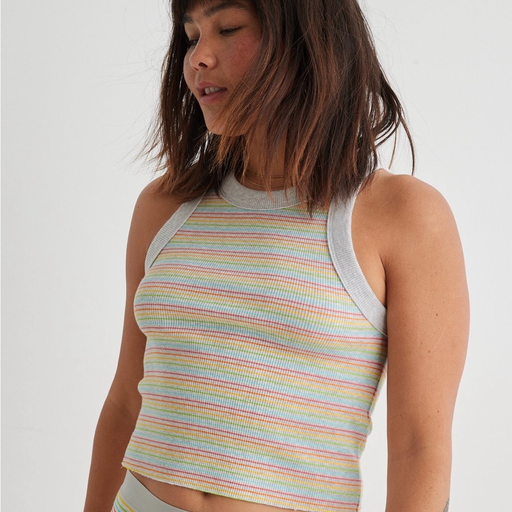 Aerie Free Spirit Ribbed Striped Tank Top NWT